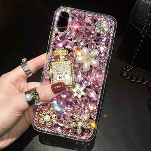 Full diamond perfume bottle mobile iphone case, suitable for Phone 12 11 Pro Max glitter case dfd
