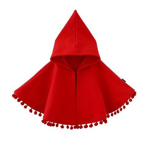 Baby flicka kappa ytterkläder röd vår höst spädbarn hooded cape jumpers mantel bomull toddler barn cardigan poncho kläder 211023