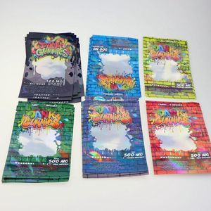 Dank Gummies sacchetti di imballaggio 500MG Zip Lock Imballaggio per la vendita al dettaglio Worms Bears Candy Gummy Bag Fiore secco Mylar antiodore