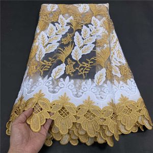 MIQIER di Alta Qualità Africano Nigeriano Tulle Tessuto di Pizzo Ricamo Latte di Seta Del Voile Cavo Abito Francese Prom Abito Del Partito 2.5 yards 210702