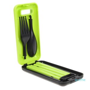 Camp Kitchen Outdoor Camping 3 In 1 Folding Tableware Environmental Abs Material Cutlery Set Chopsticks Spoon Fork Hiking Travel Port