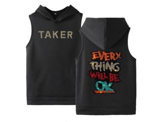 Men's Tank Tops 2021 Fashion Hoodie Drill Sweatshirt Vest With Hat Men Hooded