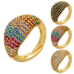 Anéis de casamento estilo ocidental largo grosso para mulheres coloridas cúbicas zirconia de abertura ajuste jóias de aniversário anilos de mujer