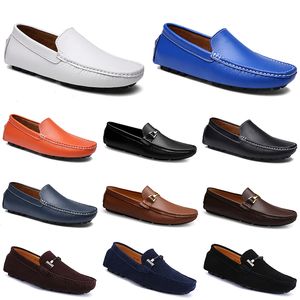 Doudou Driving Casual Leather Shoes Men Breathable Soft Sole Light Tans Blacks Navys White Blue Sier Yellow Grey Footwear All-match Outdoor Cross-border 822