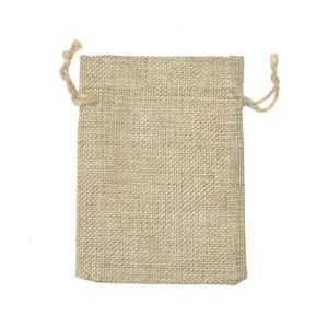 Påsar, förpackningsdisplay smycken7x9cm 9x12cm 10x15cm 13x18cm Originalfärg Mini Jute Bag Linne Hamp Smycken Presentpåse DString B