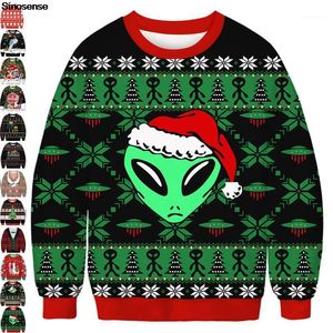 Sweaters pour hommes Hommes Femmes Funny Holiday Party Pull Xmas Pull Pull Automne Crewneck Ugly Sweat-shirt De Noël Couple Alien Jumper Haut