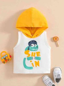 Baby-Tanktop mit Kapuze und Buchstaben-Cartoon-Grafik SIE