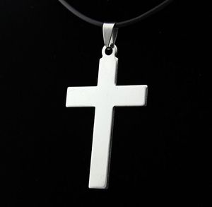 Fashion men and women stainless steel cross Pendant titanium Jewelry Free choice bead Necklace Leather rope Cross chain