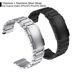 Titanyum + Çelik Toka Askı Için Huawei İzle 3 Band GT 2 Pro Onur MagicWatch2 Için GT2 Watchband 46mm GS Pro Bilezik Bileklik H0915