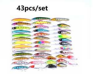 Fishing Lures 43pcs/lot Kit Mixed Including Minnow CrankBait with Hooks for Saltwater Freshwater Trout Bass Salmon
