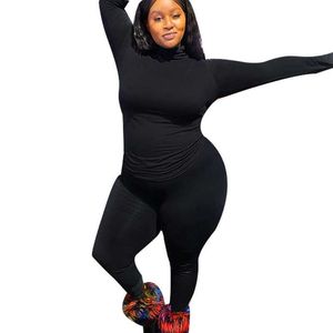 زائد حجم 5xl itfits homewear المرأة مجموعة الياقة المدورة طويلة الأكمام أعلى قطعتين مجموعة طماق sweatsuit الجملة دروبشيبينغ Y0625
