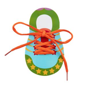 Toy Diy tofflor Sewing Kit Flip-Flops Learning Kit Montessori Tidig utbildning Undervisning Aids Flätad Shoelace Rope-Ritning