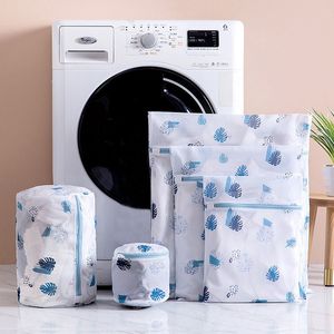 5 pçs / set Saco de lavagem com zíper Laundry Bags Malha Lavanderia Organizador para máquinas de lavar roupa de peúga roupas underwear Bolsa 210316