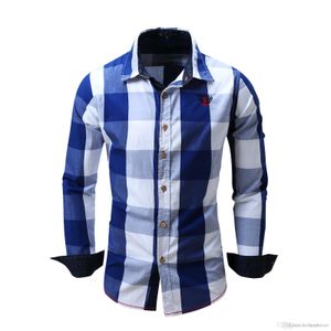 Red and Blue Plaid Koszula Mężczyźni Koszule Nowy Lato Moda Koszulki Homme Mens Checkered Koszulki Krótki Rękaw Bluzka