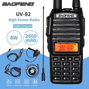 Alta potência 8w baofeng uv-82 walkie talkie uv82 banda dupla vhf / uhf fm transceptor 10km longo alcance caça de dois sentidos ham cb rádio