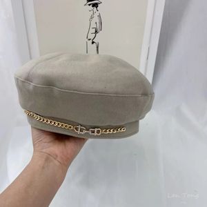 2021 Vintage Berety Koreański kapelusz kobiet mody ośmioboczna czapka jesieni i zima
