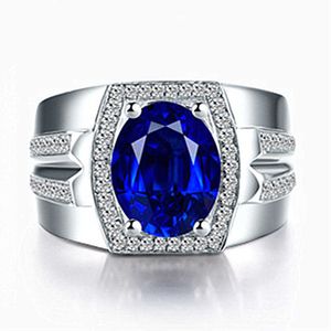 Anéis Mens Cristal Diamante Azul Anel Blue Blue Banhado com 18K Gold Inlaid Lady Cluster Styles Band