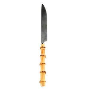 coltello da bistecca per cena in radice di bambù manico in legno in acciaio inossidabile ristorante stoviglie per la tavola della cucina domestica posate per la tavola