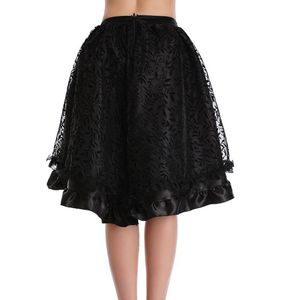 Skirts Fiber Win Steampunk Vintage Corset Skirt Black Coffee Back Zipper Satin Lace Overlay Gothic Asymmetrical Plus Size S XL