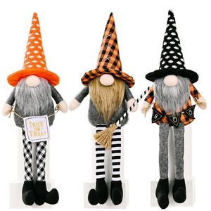 Großhandel Party Supplies Halloween Dekorationen Gnomes Puppe Plüsch Handgemacht Tomte Schwedische langbeinige Zwergtisch Ornamente Kinder Geschenke CS10