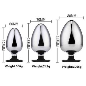 Diameter 60/70/80mm Big Anal Plug Anus Dilator Metal Butt Plug, Stainess Steel Anal Beads Large Anal Balls Buttplug Sex Product Y1029