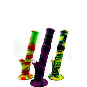 2 stili Bong in silicone Stampa tubo acqua olio fumo becher inebriante Dab Rigs Percolatori Perc bong con ciotola di vetro narghilè