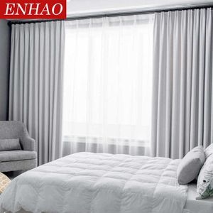 Enhao Modern Blackout Cortina para sala de estar cortina de janela de quarto para tecido de cortina espessa sólida cortinas cegas feita 210712