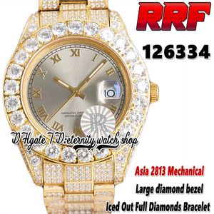 2022 RRF 126334 126300 2813 Автоматические механические мужские часы 126233 Большие алмазы Безель римский серой цифер