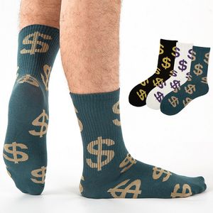 Hip Hop US-Dollar-Druck Baumwollsocken Damen Herren Casual Socke Atmungsaktiv 3 Farben Mode Strumpfwaren