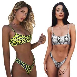 Snakeskin Bikini Women Swimwear Leopard s Sexy Biquini Swim Suit Push Up Swimsuit Female Beachwear Swimming 210630