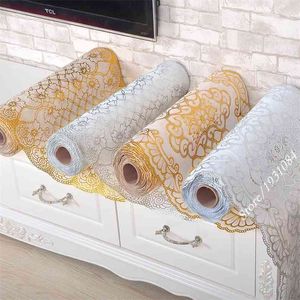 PVC Oro Tovaglia Antiolio Abbronzante Stampato Hollow Table Cover Mat Mobile TV Home Decor Nappe Toalha De Mesa 210626