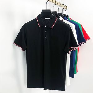 Polos masculinos clássico carta bordado padrão listrado moda topos camisas polo masculinas personalizado casual mangas curtas M-3XL