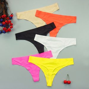 Sexy Thong Panties Woman Seamless Underwear Sports T-back Soft Ice Silk low-Rise Girl Underpants Set 3 Pcs/lot S-XL Size