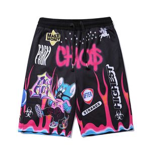 Streetwear Shorts Männer Cartoon Flamme Graffiti Lustige Gedruckt Sommer Strand Kurze Hosen Hip Hop Bermuda Mode Punk Paar 210714