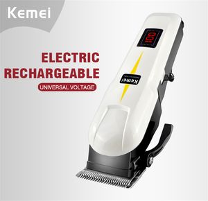 Kemei KM-809A充電式ヘアクリッパー機械プロフェッショナルLCDディスプレイヘアトリマーコードレス電気クリッパー