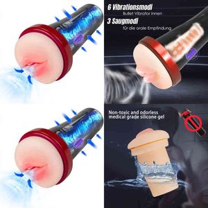 NXY Sex Masturbators Automatic Male Masturbator Sucking Vibrator Silicone Realistic Pussy Mouth Masturbation Cup Penis Massager Toys for Men 220127