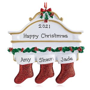 2021 Christmas Sock Ornaments Decorations Quarantine Survivor Resin Ornament Creative Toys Gift Tree Decor For Socks Family DIY Name