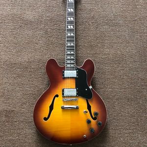 Wholesale hollow hole resale online - Custom high quality double f hole hollow body jazz electric guitar Chrome Hardware accessories