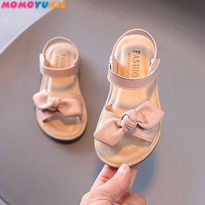 Casual Butterfly-Knot Non-Slip Soft Kid Toddler Baby Skor Sommar Koreanska Little Childres Girls Princess Open Toe Beach Sandals 210713