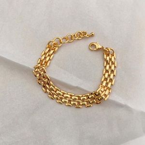 Link, catena coreana elegante grande braccialetti a maglie spesse per le donne ragazze anello femminile riempito d'oro collana di metallo gioielli di moda