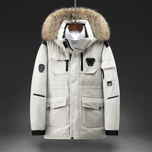 Winter Men Solid Color Parkas White Duck Down Men's Stand Collar Warm Thick Jacket Male Detachable Hat Casual Parka Coat 211214