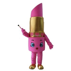 Costume della mascotte del rossetto rosa di Halloween Personaggio dei cartoni animati di alta qualità Carnevale Festival Fancy dress Xmas Adults Size Birthday Party Outdoor Outfit