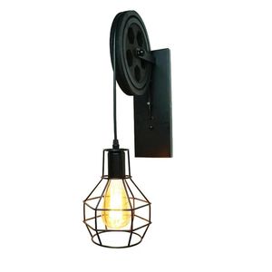 Wall Lamp Retro Vintage Light Shade Ceiling Lifting Pulley Industrial Fixture Iron Loft Cafe Bar Adjustable Sconce