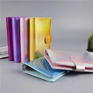 A6 Cute Laser Notebook File Folder PU Leather Loose Leaf Notepad Cover Travel Journal Binder Covers Office School Supplies