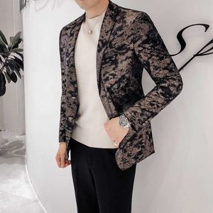 Роскошные золотые цветочные Blazer Hombre DJ Club Fahsion повседневная певица Party Partment Slim Fit Coket Wake Men Blazers Casaco Masculino 210527