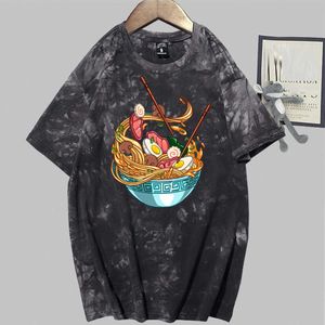 Ramen Anime Short Sleeve O-Neck Tie Dye Casual Loose Uniex T-shirt Y0809