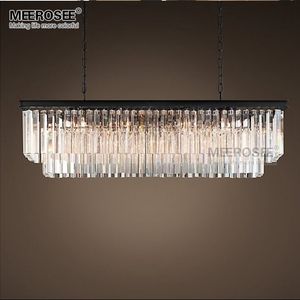 Modern Crystal Pendant Light Fixture Rectangle Chandeliers Lamp Popular Crystal Drop Lamparas For Lving room Hotel Project Cafe Foyer