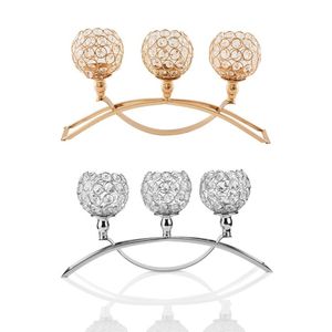 Candle Holders 3 Arms Crystal Candlestick Holders,Table Candelabras,Buffet Cabinet Candelabra Ornaments Table Centerpieces For Wedding