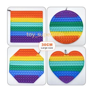 30*30CM Big Size Rainbow Push Bubble Poppers Board Fidget Toys Mega Jumbo Sup Large Finger Puzzle Stress Relief Game Anxiety Reliever