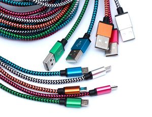 Type C Micro USB 3.1 Fabric Nylon Braid Cables for S20 Note20 Android Phone Lead Unbroken Metal Connector charger Cord